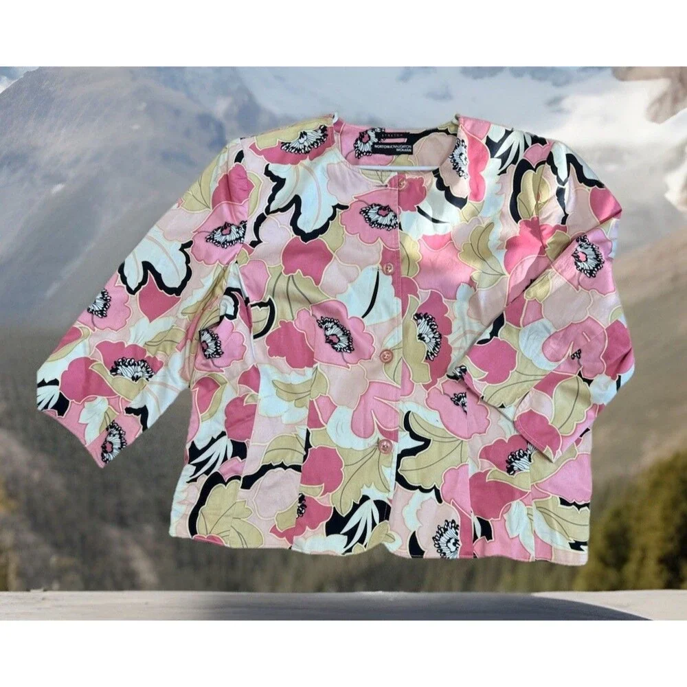 Y2k Shabby Chic‎ NortonMcNaughton Blazer XL ? Barbie Pink Butterfly Cottagecore
